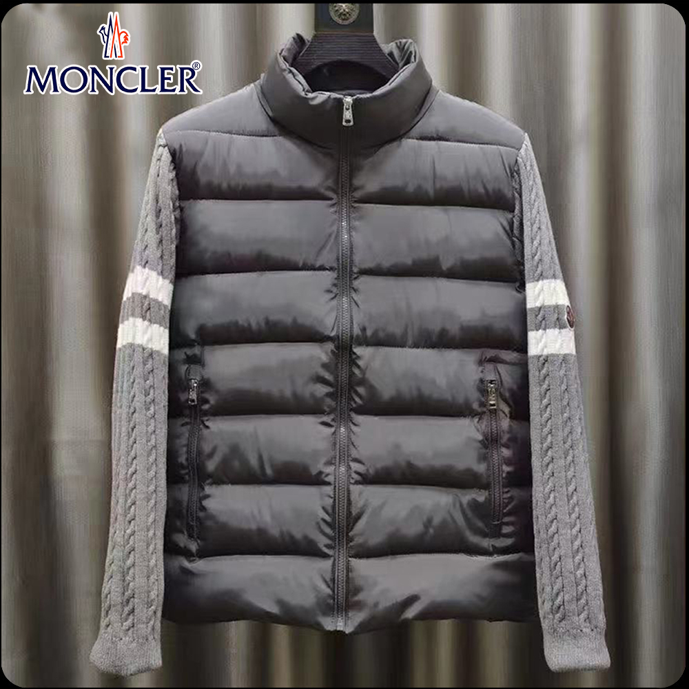 Moncler Padded Wool Zip-Up Cardigan Black/Dark Gray モンクレール パッド入りウール ジップアップ カーディガン ブラック/ダークグレー