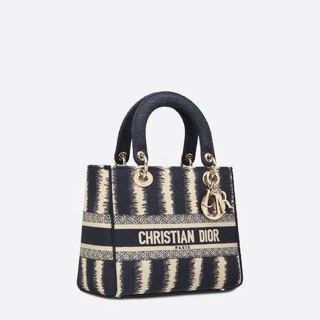 LADY D-LITE ミディアムバッグ D-Stripes エンブロイダリー