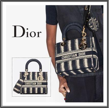 LADY D-LITE ミディアムバッグ D-Stripes エンブロイダリー