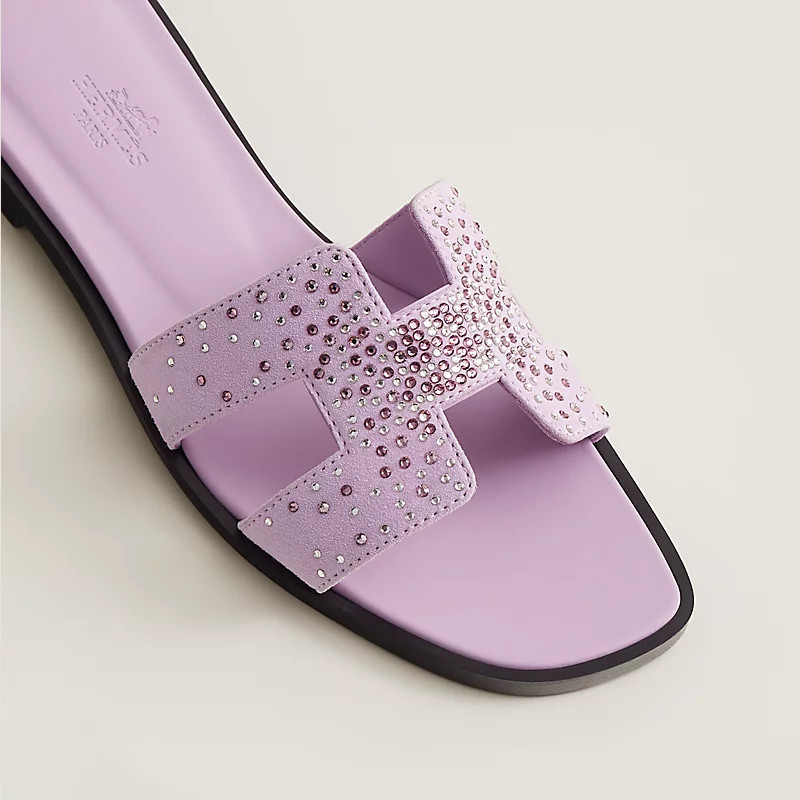 HERMES 人気 サンダル 煌めくラインストーン H 本革レザー Oran