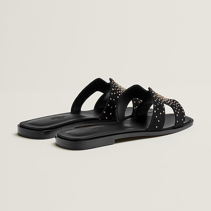 HERMES 人気 サンダル 煌めくラインストーン H 本革レザー Oran