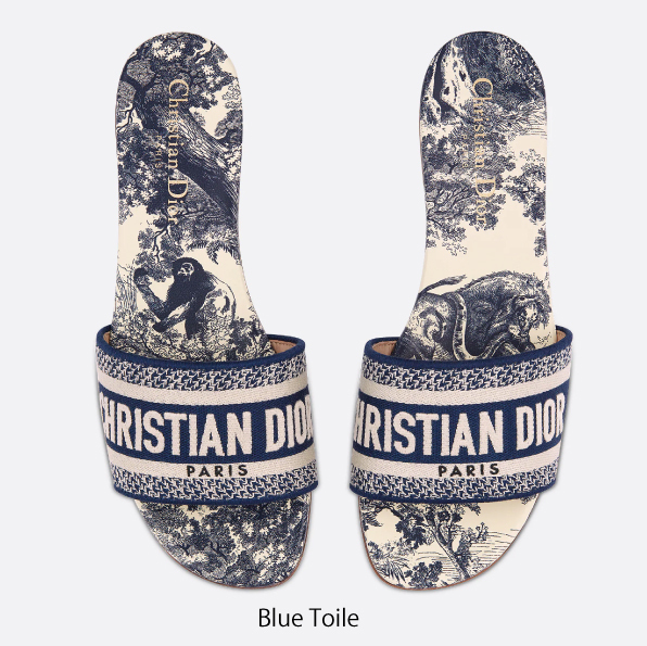 【DIOR】ディオール DWAY コットン 刺繍サンダル