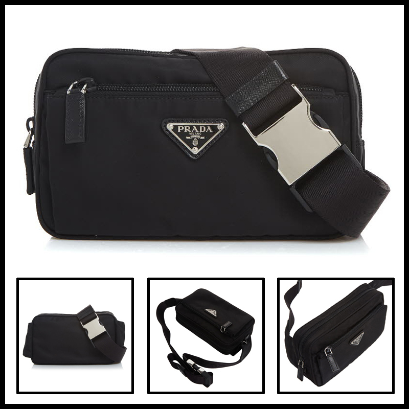 ★送料関税込★PRADA Re-Nylon サフィアーノレザー ボディバッグ