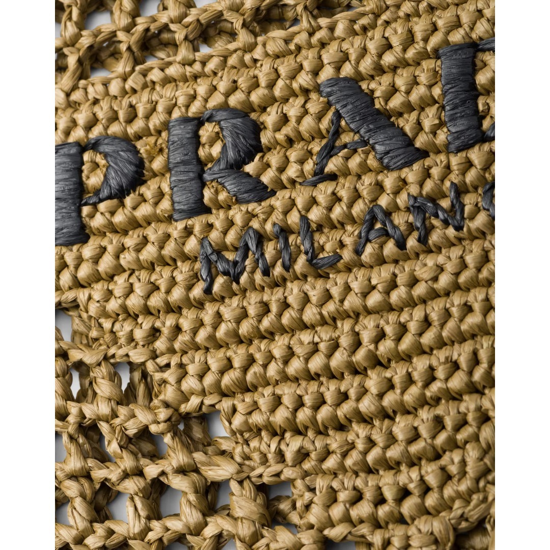 【大人気】PRADA◆ラフィア メッシュ編み トートバッグ ロゴ付き