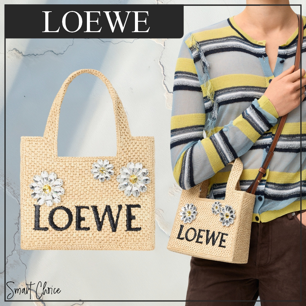 【日差しに映えるビジュ】LOEWE フォント ラフィア ミニ トート