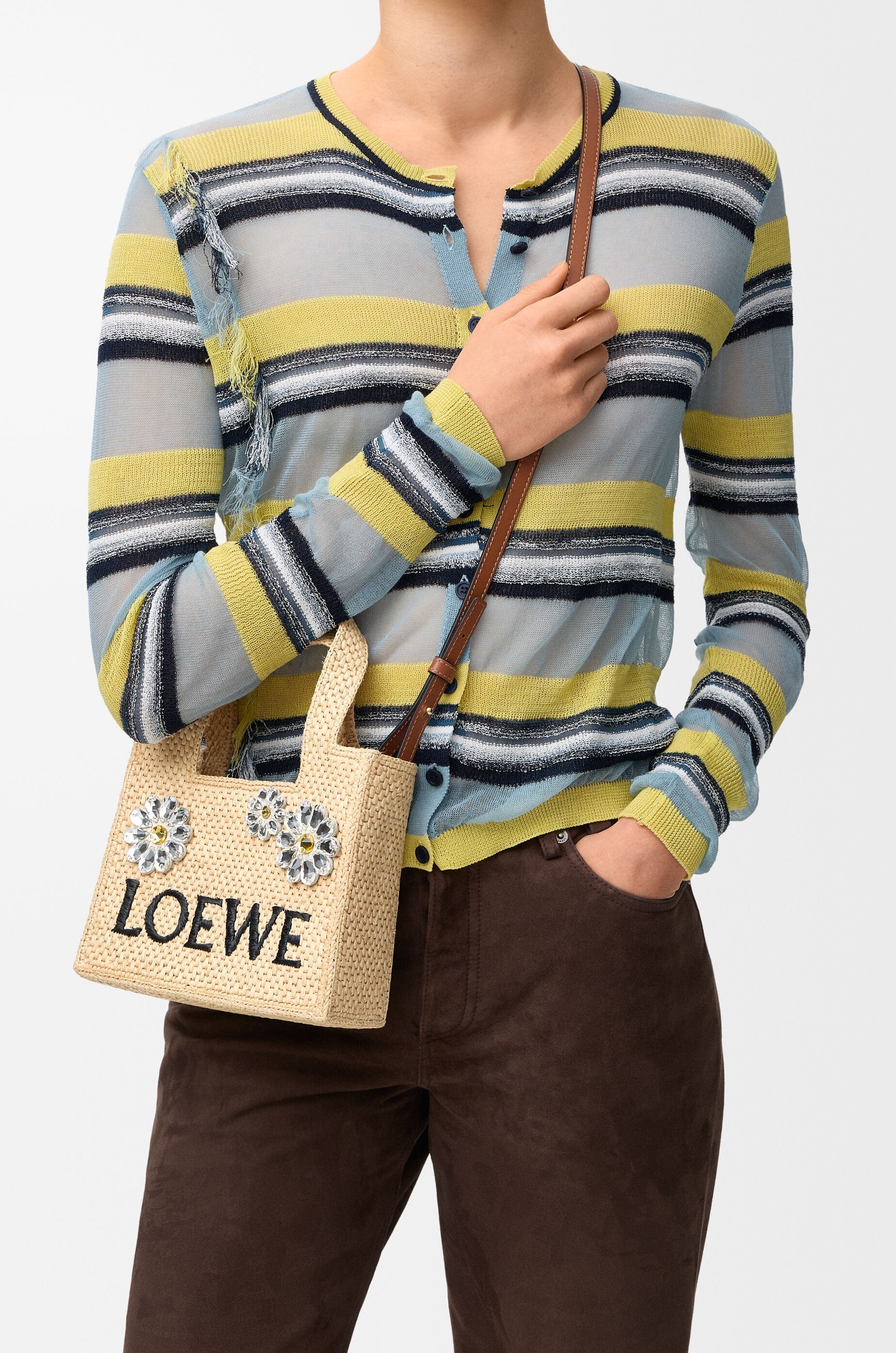 【日差しに映えるビジュ】LOEWE フォント ラフィア ミニ トート