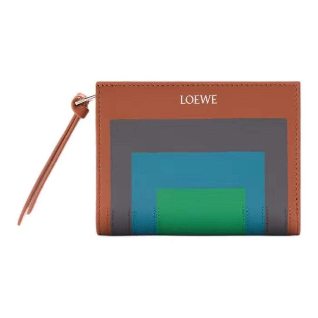 LOEWE x Albers コラボ スクエアパターン カーフレザー ウォレット