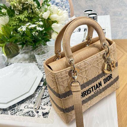 2023Cruise★カナージュ ラフィア LADY D-LITE ミディアムバッグ