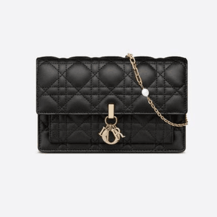 DIOR LADY DIOR チェーンポーチ カナージュ ラムスキン