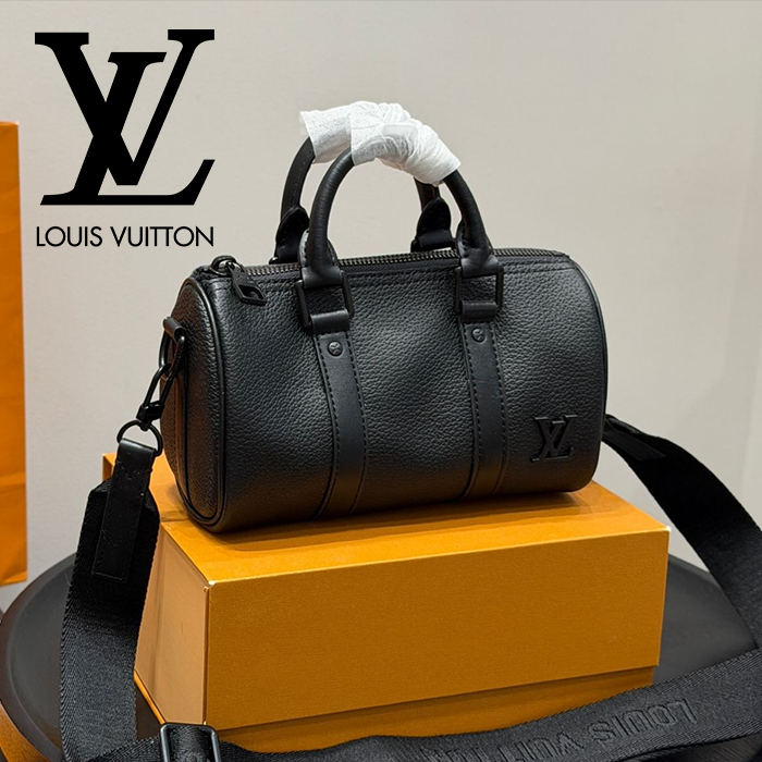 【 Louis Vuitton 】LV黒花Keepall25ピロー百搭で超クール、収納も◎。背負ってみれば、あなたが主役。
