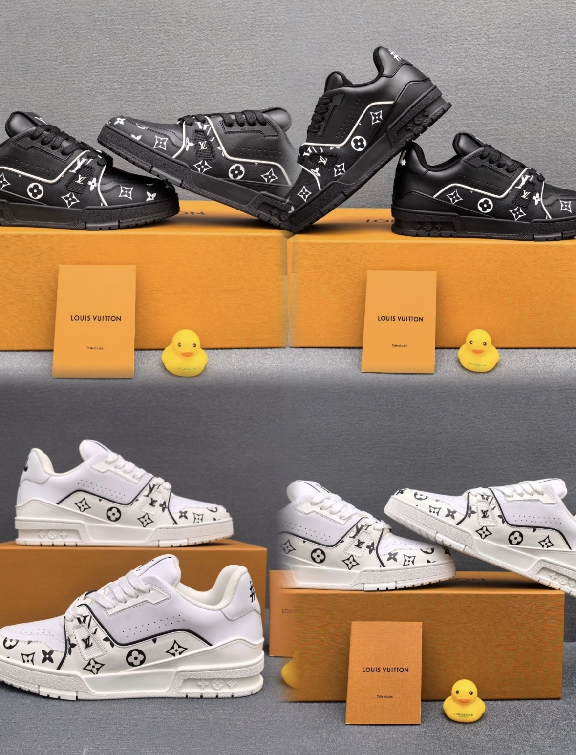 新作メンズ*LV*Trainer スニーカー モノクロモノグラム レザー