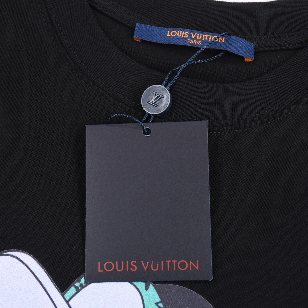 LOUIS VUITTON V字モチーフ＆ミッキーマウスプリント 半袖Tシャツ ブラック