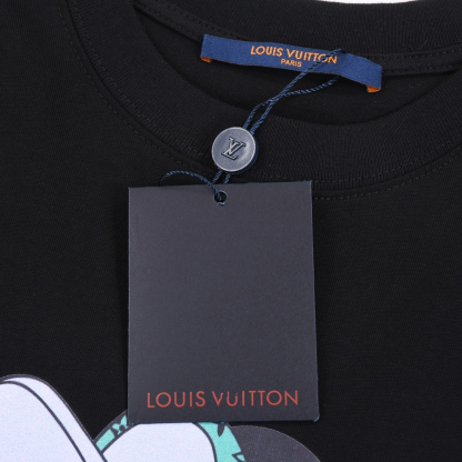 LOUIS VUITTON V字モチーフ＆ミッキーマウスプリント 半袖Tシャツ ブラック