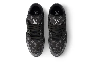 LOUIS VUITTONLV Trainer Sneakers 'Black Grey Denim Monogram'
