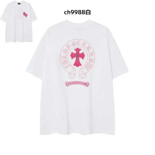 【2026新登場】クロムハーツChrome Hearts プリント刺繍Tシャツ特集 夏服 人気 男女兼用　綿100%