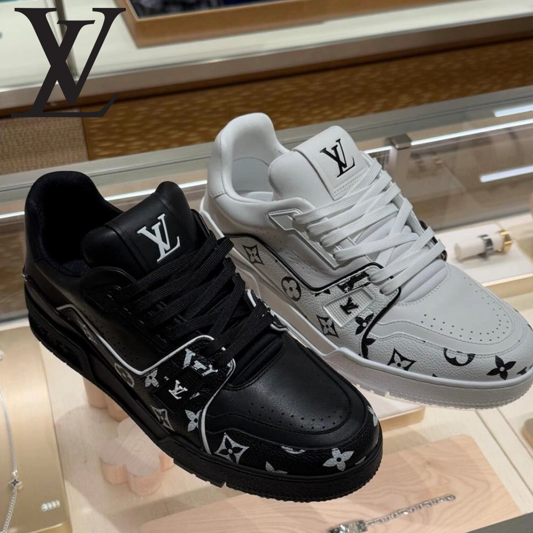 新作メンズ*LV*Trainer スニーカー モノクロモノグラム レザー