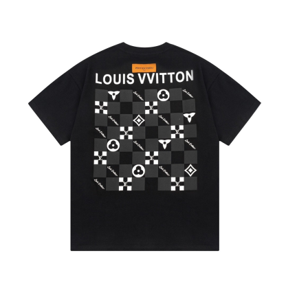 Louis Vuitton ルイヴィトン アルファベットチェック柄プリント 半袖Tシャツ 黒