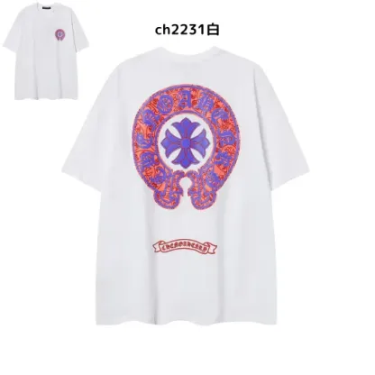 【2026新登場】クロムハーツChrome Hearts プリント刺繍Tシャツ特集 夏服 人気 男女兼用　綿100%