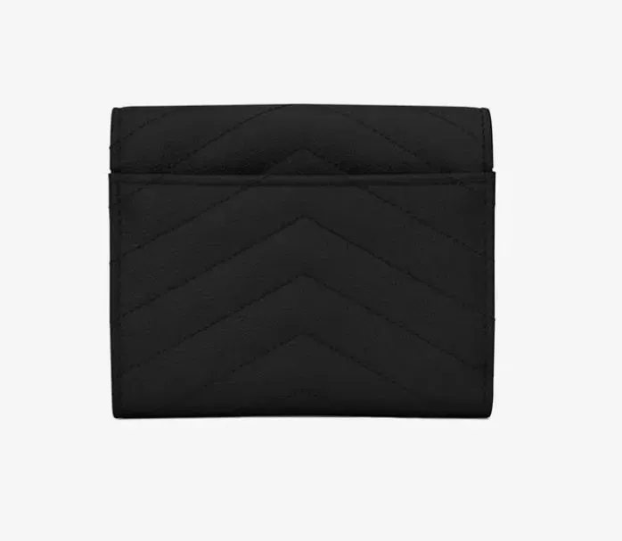 MONOGRAM黒い粒状のジャガード革短い三つ折り財布