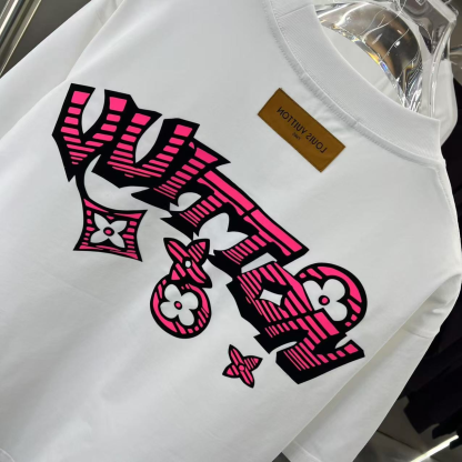 LOUIS VUITTON 2025春夏新作 植毛+立体シリコンサークルカラー半袖Tシャツ ホワイト