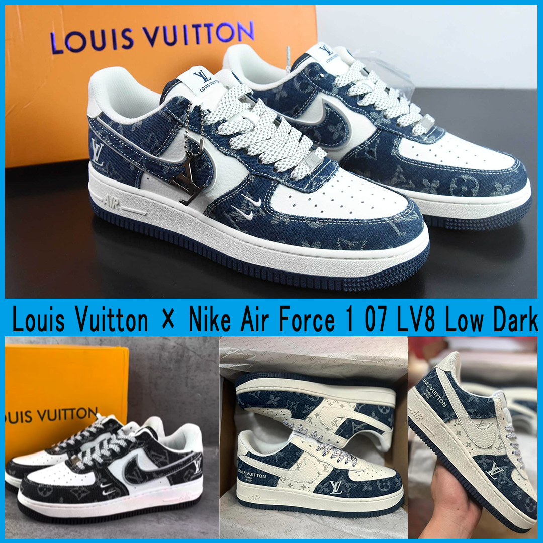 Louis Vuitton × Nike Air Force 1 07 LV8 Low Dark Blue White LV Monogram/Starry Night Black LV Monogram