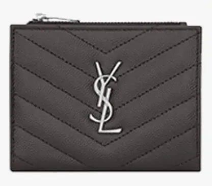 人気！★MONOGRAMブラックキルトレザージッパーのカードホルダーをテクスチャ