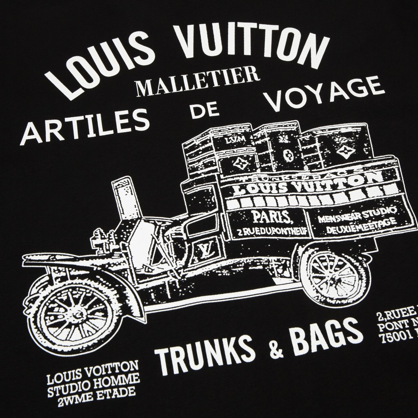 ルイ・ヴィトン オールドカーロゴ 半袖Tシャツ ブラック