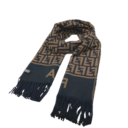 フェンディ Fロゴプリント入り暖かウールスカーフ - ユニセックス/カップル向けスタイル - ブラウン