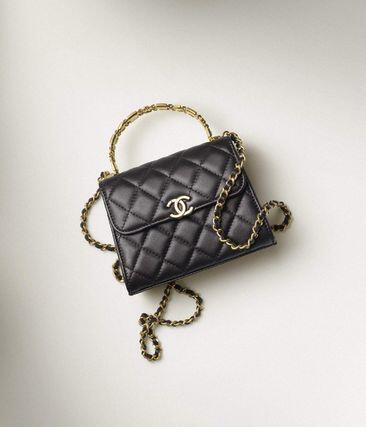 【Chanel】新作AW＼CHANEL／ラム_CCロゴ_マトラッセ_黒_チェーンショルダー