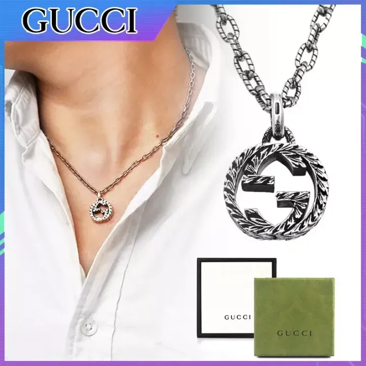 ネックレス グッチ メンズ インターロッキングG ペンダント シルバー