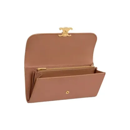 ラージウォレット トリオンフ / シャイニースムースラムスキン タン