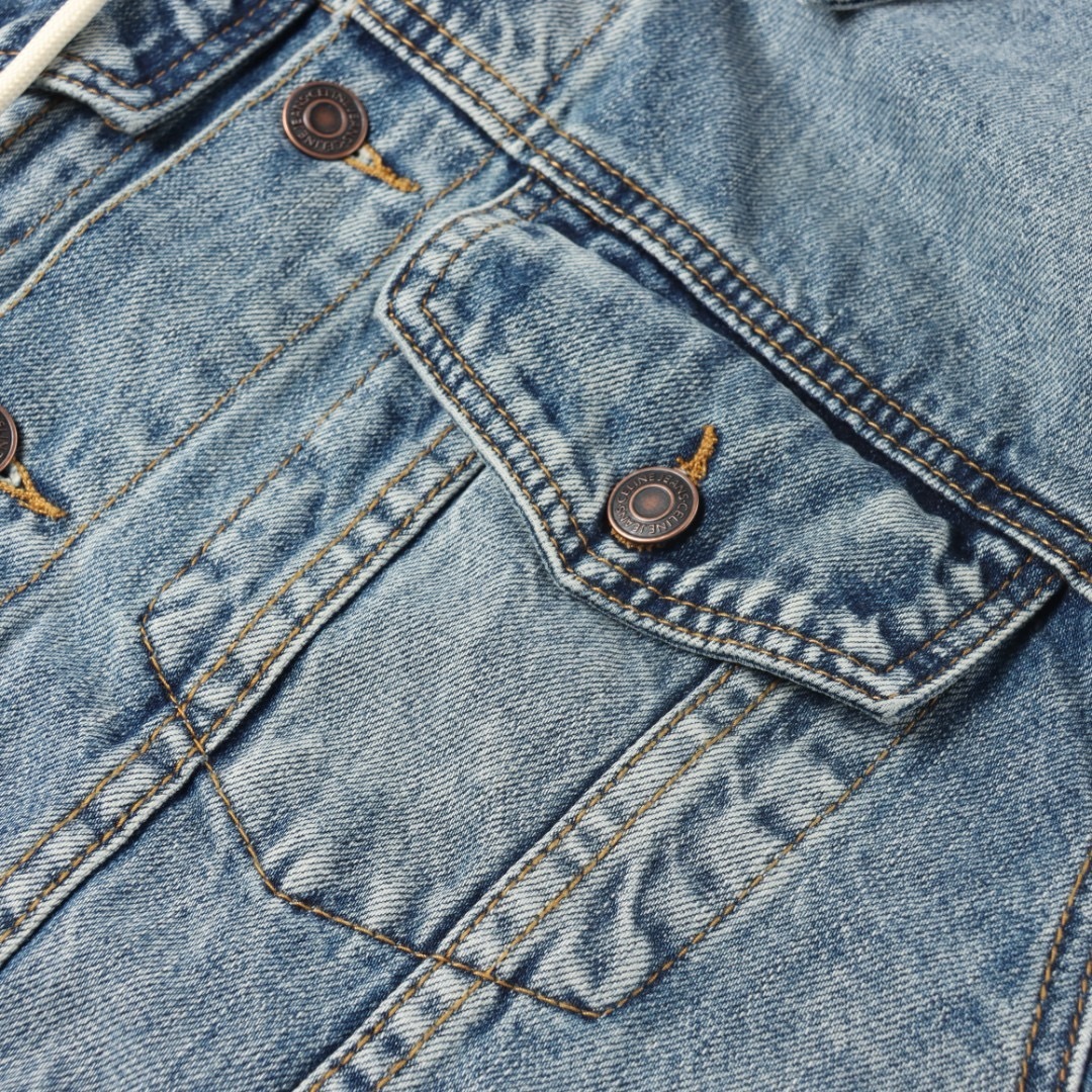 CELINE パッチワーク フード付き デニム スウェットシャツ ジャケット