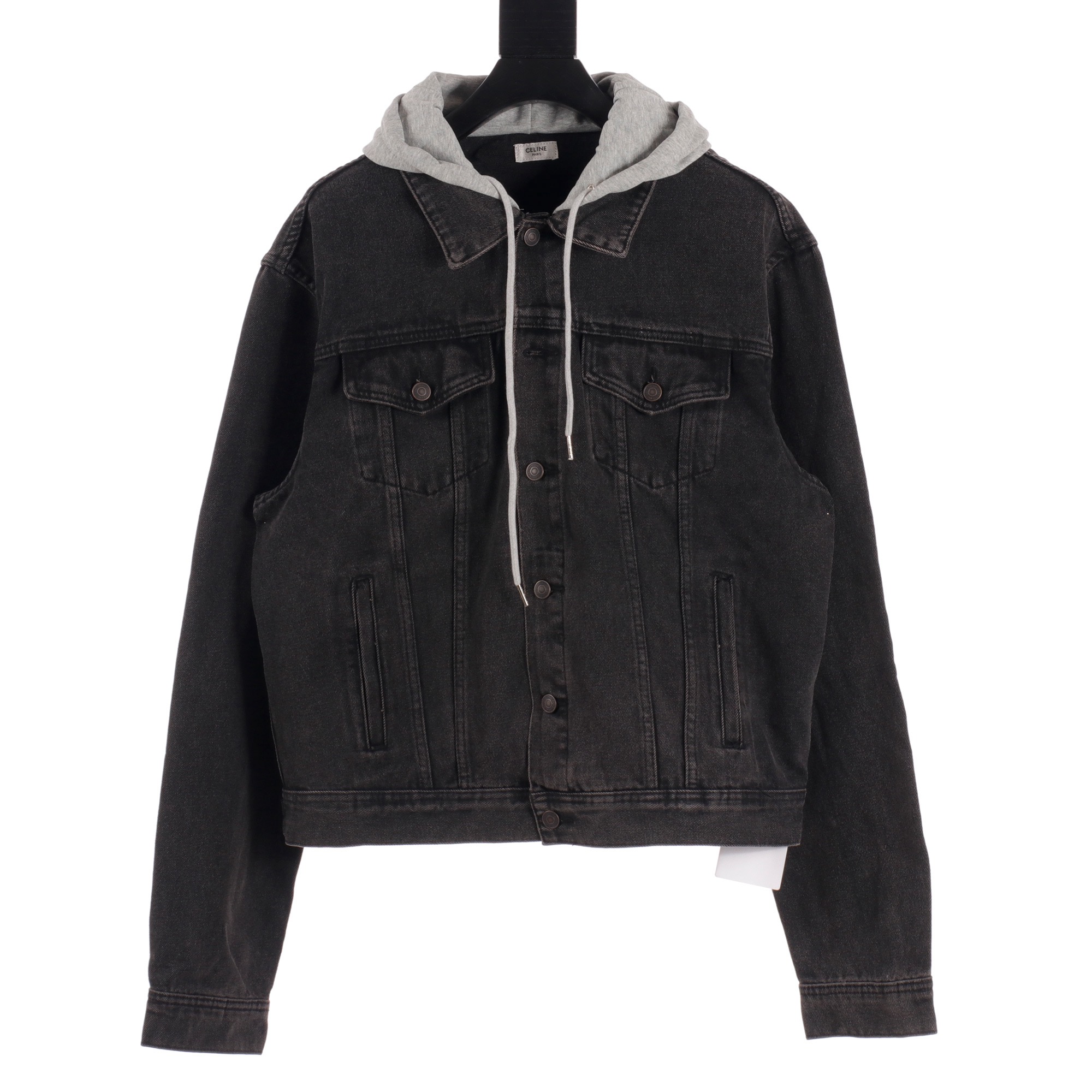 CELINE パッチワーク フード付き デニム スウェットシャツ ジャケット