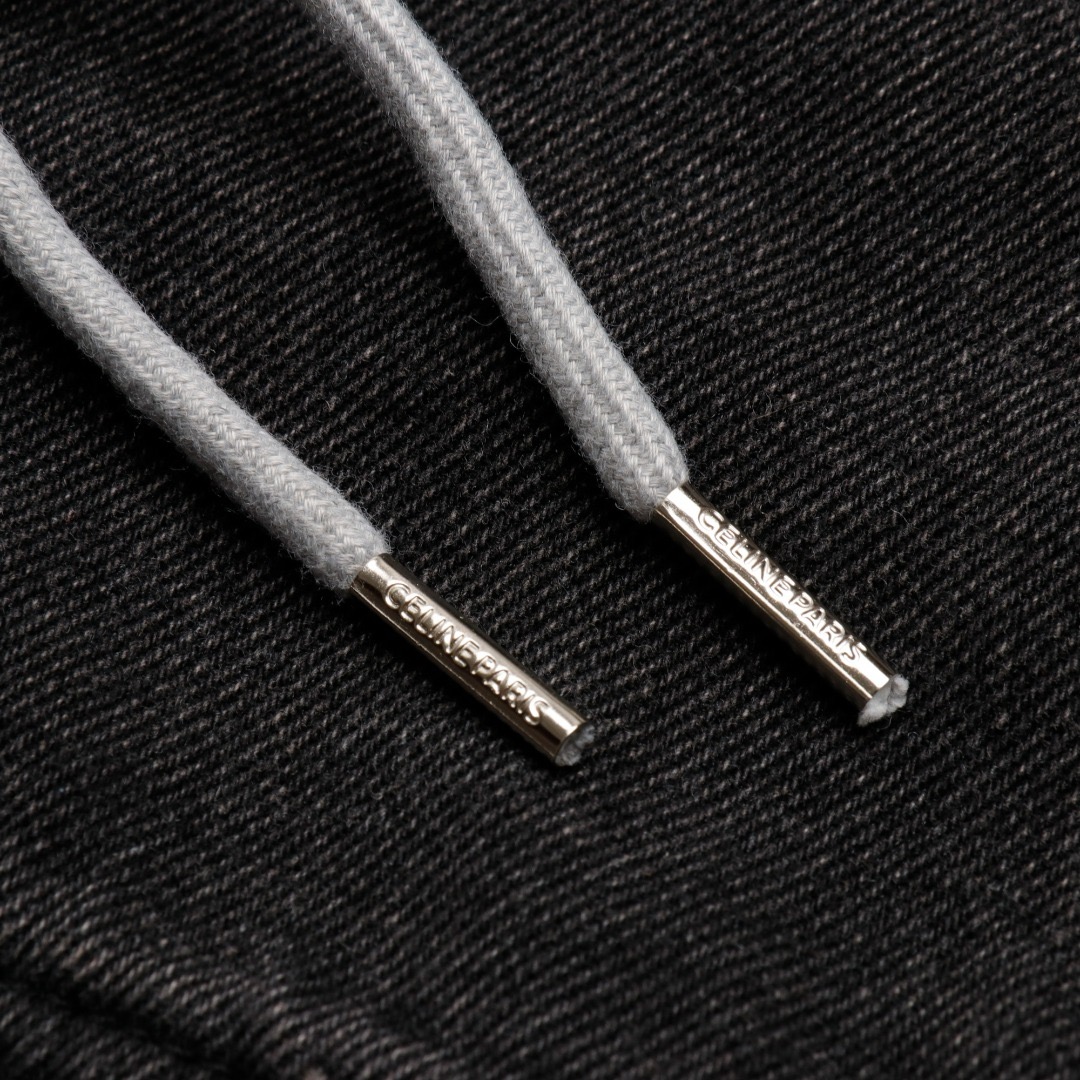 CELINE パッチワーク フード付き デニム スウェットシャツ ジャケット