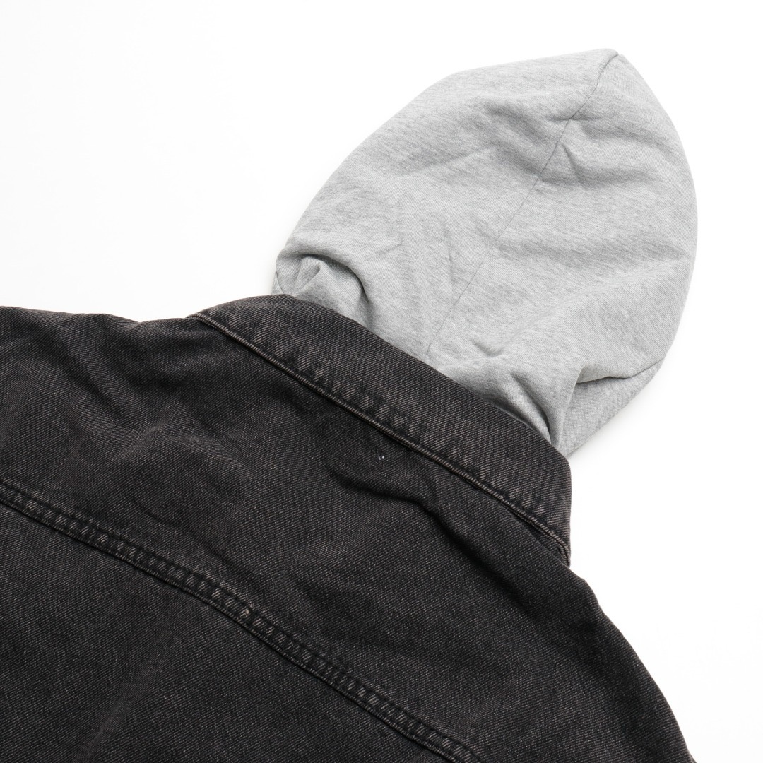 CELINE パッチワーク フード付き デニム スウェットシャツ ジャケット