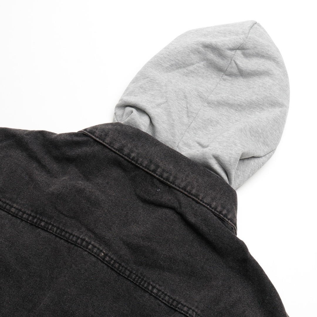 CELINE パッチワーク フード付き デニム スウェットシャツ ジャケット