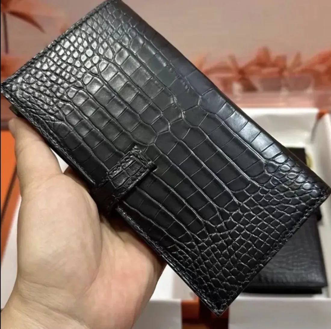 希少◆クロコの高級感◆HERMES ベアン Bearn 長財布