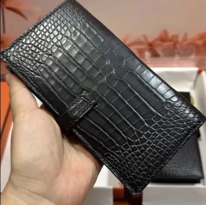 希少◆クロコの高級感◆HERMES ベアン Bearn 長財布