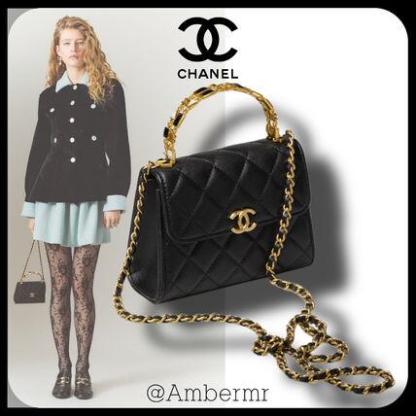 【Chanel】新作AW＼CHANEL／ラム_CCロゴ_マトラッセ_黒_チェーンショルダー
