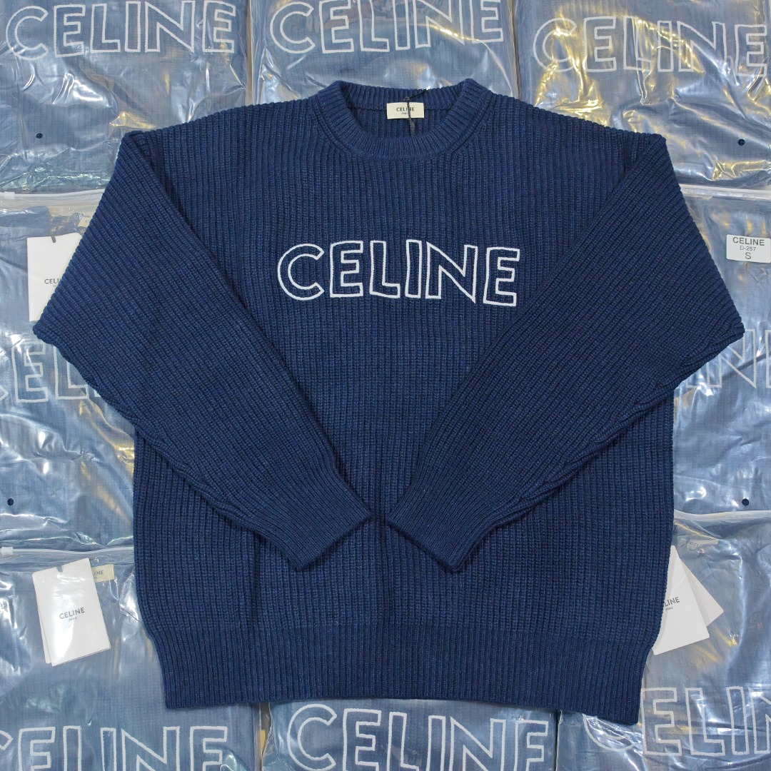 CELINE  刺繍 クルーネックニット