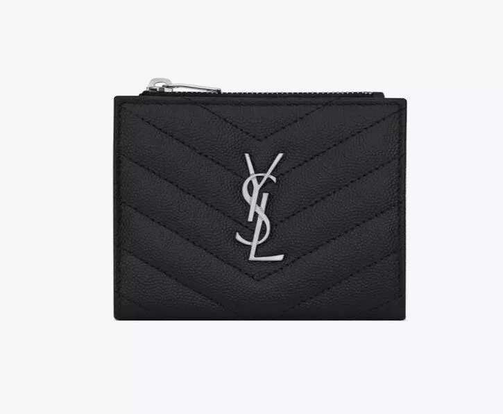 人気！★MONOGRAMブラックキルトレザージッパーのカードホルダーをテクスチャ