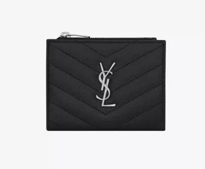 人気！★MONOGRAMブラックキルトレザージッパーのカードホルダーをテクスチャ