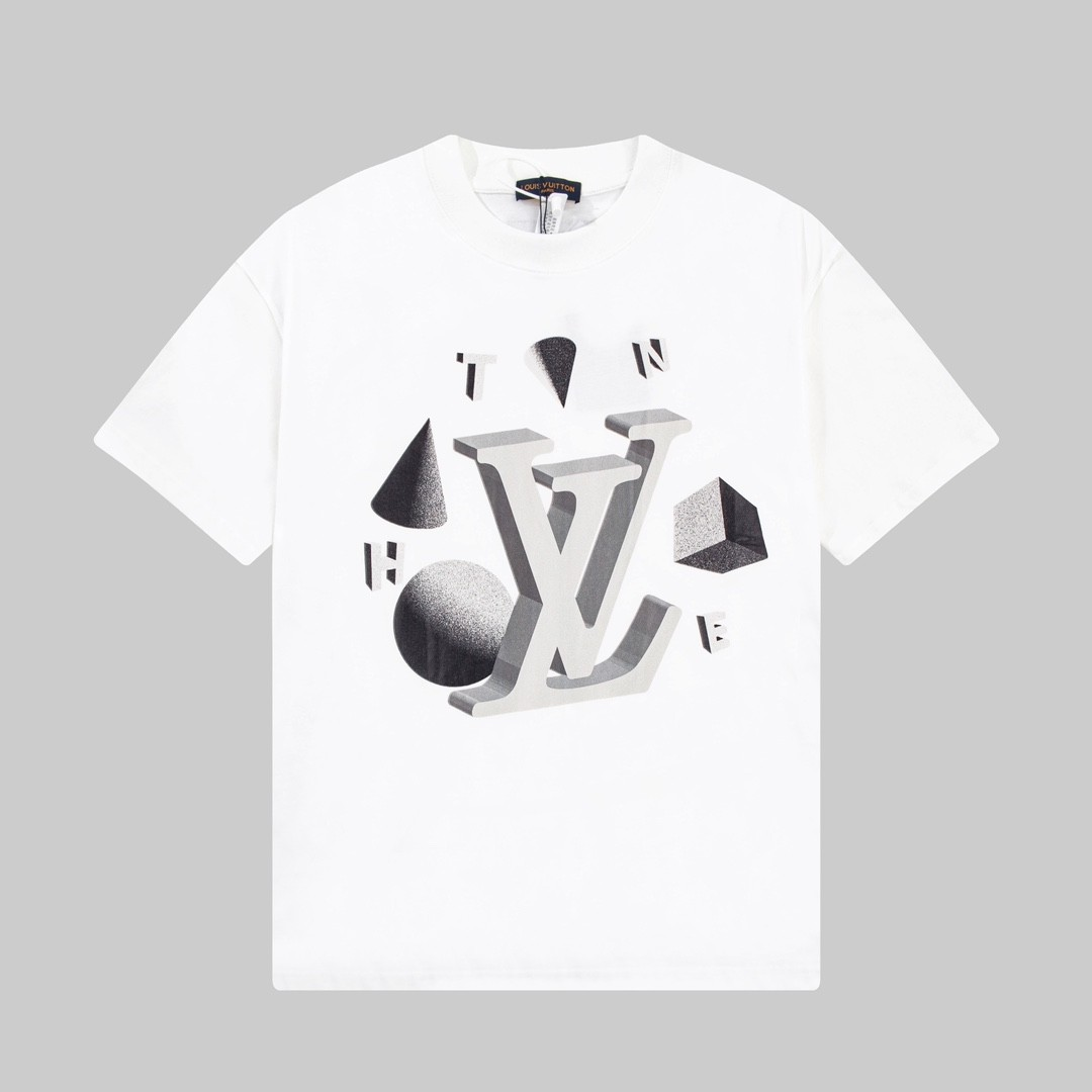 LOUIS VUITTON 25SS スターボールドロップデザイン ロゴシールフラワー 半袖Tシャツ ホワイト/ブラック