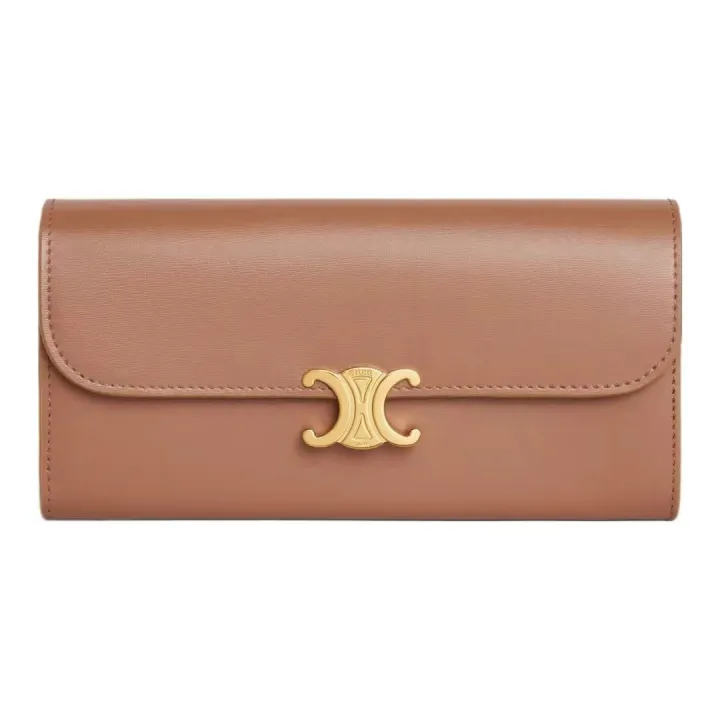 ラージウォレット トリオンフ / シャイニースムースラムスキン タン