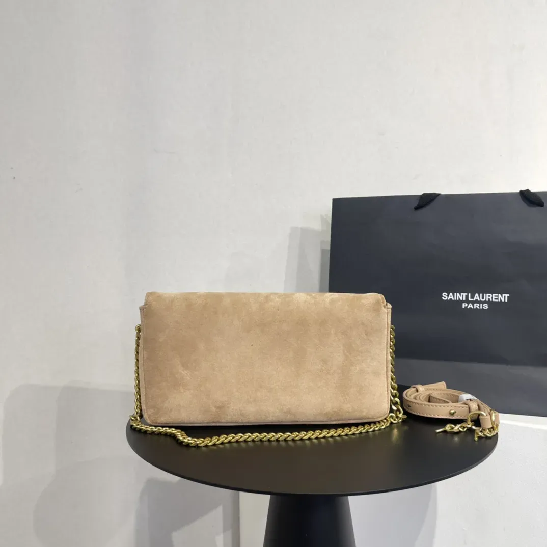 イヴ・サンローラン ブラック スエード モノグラム ミディアム ケイト タッセル バッグ