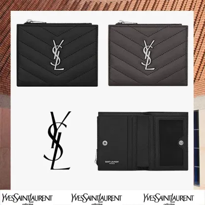 人気！★MONOGRAMブラックキルトレザージッパーのカードホルダーをテクスチャ