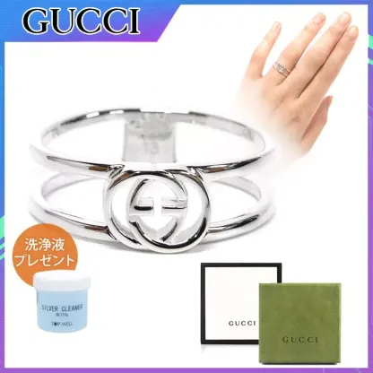 グッチ メンズ・レディース リング インターロッキングG シンオープンバンド シルバー 指輪