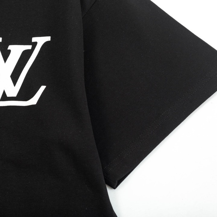 Louis Vuitton ルイヴィトン アルファベットチェック柄プリント 半袖Tシャツ 黒