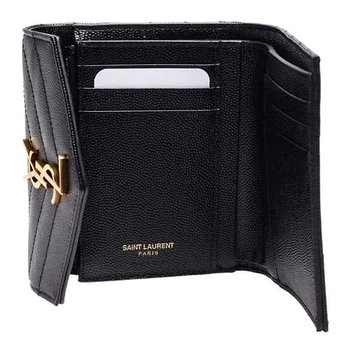 【SAINT LAURENT】モノグラム スモール エンベロープウォレット（グレイン ド プードル／エンボスレザー）