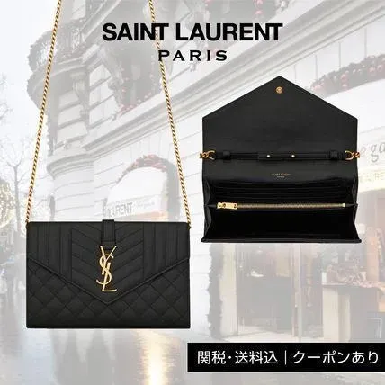 MONOGRAMMIXMATELASSÉグレインエンボスレザーチェーンウォレット